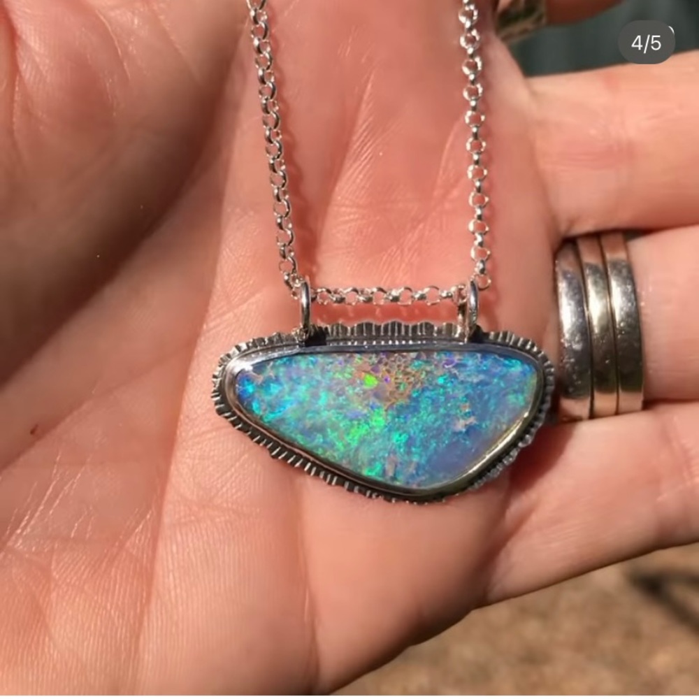 Australian boulder opal pendant necklace